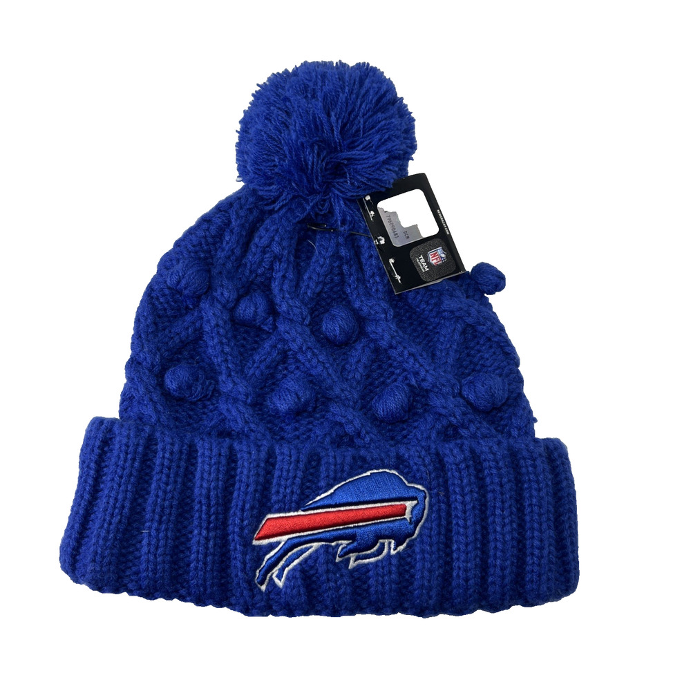 New Era BUFFALO BILLS Women’s Blue Red White Pom Knit Beanie Hat NFL NWT